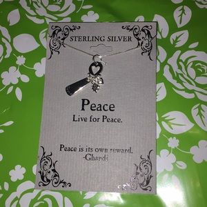 NEW STERLING SILVER NOVELTY PEACE CHARM AND CHAIN